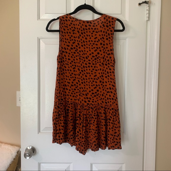 Forever21 Rust Cheetah Animal Print Romper Size S, Button Down | Black Dot Print - Picture 6 of 8